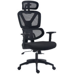 Vinsetto Mesh Office Chair with Height Adjustable, Lumbar Support, Swivel Casters, Headrest, Ergonomic Desk Chair, Ebony Black Aosom UK