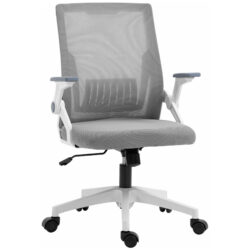 Vinsetto Mesh Office Chair with Lumbar Support, Adjustable Height, Flip-up Armrests, and Swivel Wheels, Ergonomic Desk Chair, Grey Aosom UK