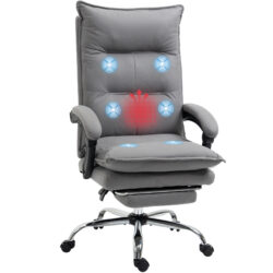 Vinsetto Microfibre Office Chair with Vibration Massage, Heat, Reclining Back, Footrest, Armrest, Double Padding, Grey Aosom UK