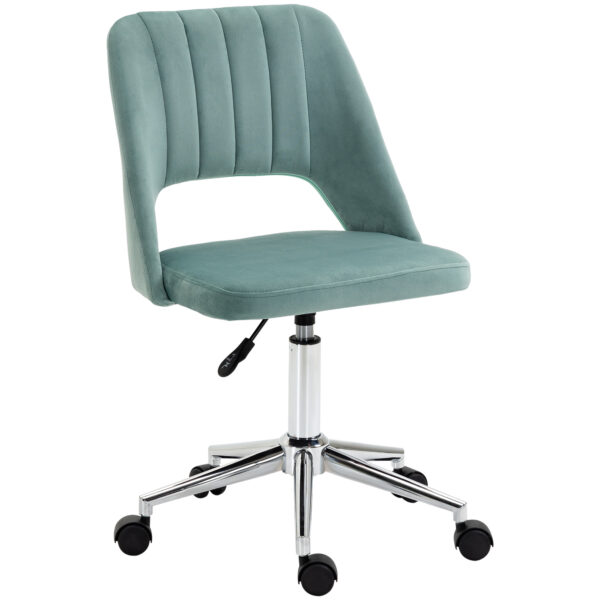 Vinsetto Mid Back Home Office Chair, Velvet Fabric, Swivel Scallop Shape, Makeup Chair, Computer Desk Chair for Home Study, Bedroom, Green Aosom UK