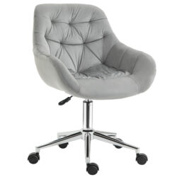 Vinsetto Velvet Ergonomic Office Chair: Adjustable Comfy Desk Chair with Arm and Back Support for Home, Grey Aosom UK