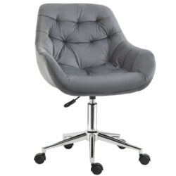 Vinsetto Velvet Swivel Chair, Ergonomic Office Chair with Adjustable Height, Arm and Back Support, Dark Grey Aosom UK