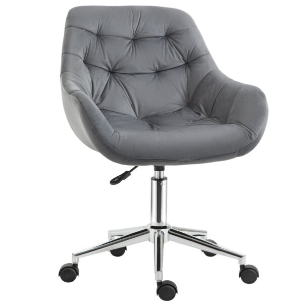 Vinsetto Velvet Swivel Chair, Ergonomic Office Chair with Adjustable Height, Arm and Back Support, Dark Grey Aosom UK