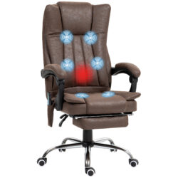 Vinsetto Vibrating Massage Office Chair with Heat, Executive Office Chair, Desk Chair with Height Adjustable and Footrest, Dark Brown Aosom UK