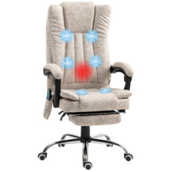 Vinsetto Vibrating Massage Office Chair with Heat, Executive Office Chair with Height Adjustable and Footrest, Cream White Aosom UK