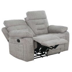 Waldorf Manual Recliner Fabric 2 Seater Sofa In Grey