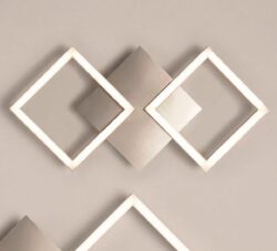 Wall Art 2 Small Square LED Wall Flush Light In Satin Silver