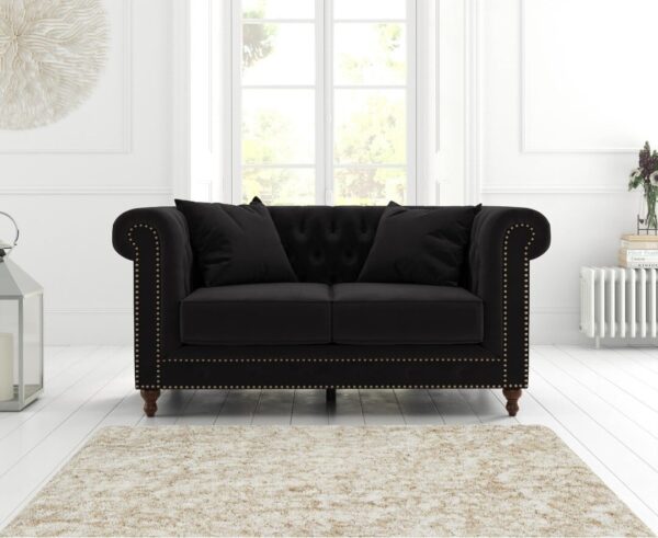 Westminster Chesterfield Black Velvet 2 Seater Sofa