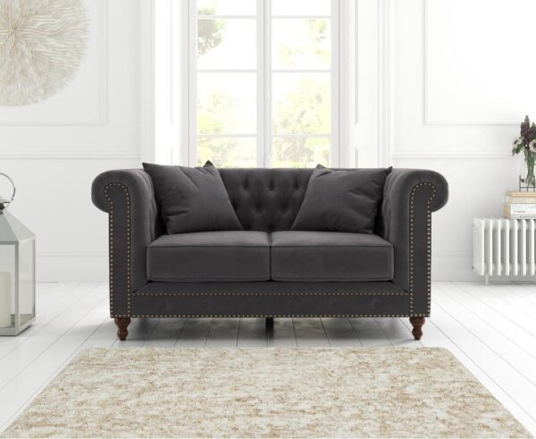 Westminster Chesterfield Dark Grey Velvet 2 Seater Sofa