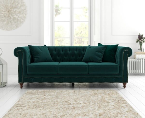 Westminster Chesterfield Green Velvet 3 Seater Sofa