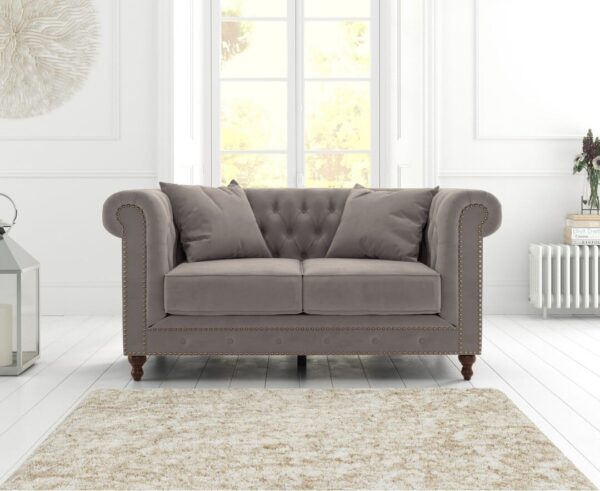 Westminster Chesterfield Light Grey Velvet 2 Seater Sofa