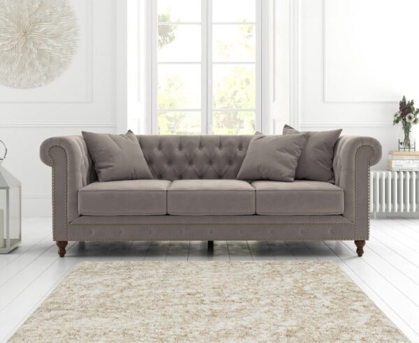 Westminster Chesterfield Light Grey Velvet 3 Seater Sofa