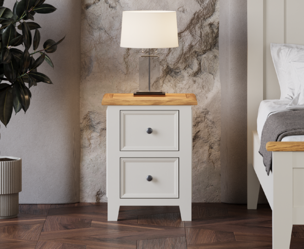 Weymouth Oak and Soft White Painted 2 Drawer Bedside Chest