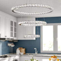 3 Rings Ceiling Light Crystal LED Chandelier Pendant Non-Dimmable