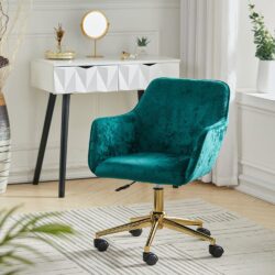 88cm Height Velvet Upholstered Home Office Swivel Task Chair with Flared Arms