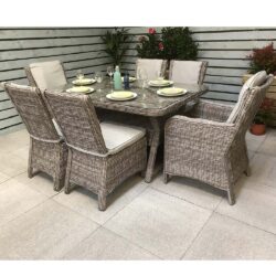 Aboba Glass Garden Dining Set With 2 Armchairs 4 Chairs In Grey
