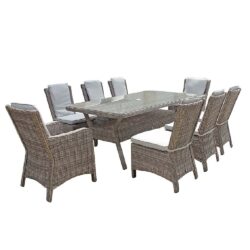 Aboba Glass Garden Dining Set With 2 Armchairs 6 Chairs In Grey