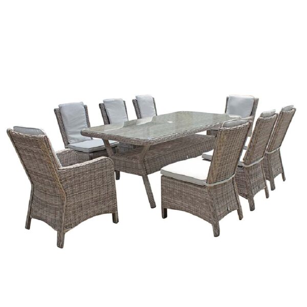 Aboba Glass Garden Dining Set With 2 Armchairs 6 Chairs In Grey