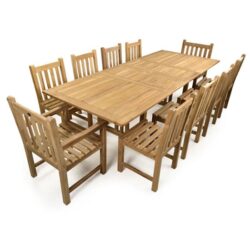 Bayle Wooden Extending Dining Table With 10 Chairs In Natural