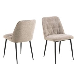Bilbao Beige Fabric Dining Chairs With Black Legs In Pair