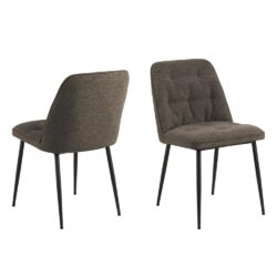 Bilbao Taupe Fabric Dining Chairs With Black Legs In Pair