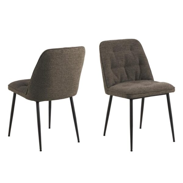 Bilbao Taupe Fabric Dining Chairs With Black Legs In Pair
