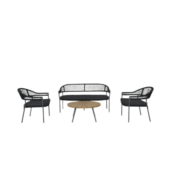 Bisou Outdoor Lounge Set - Teak & Black