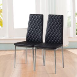 Black/Grey/Beige PVC High Back Modern Dining Chairs Set of 2 / 4