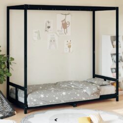 Burwell 80x200cm Wooden Children Bed In Black
