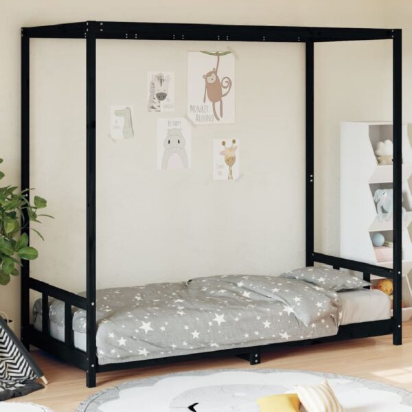Burwell 90x190cm Wooden Children Bed In Black