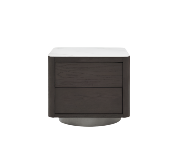 Coin Bedside Table - Smoke Oak