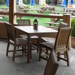 Danil Outdoor Wooden Dining Table With 4 Side Chairs In Oak