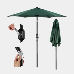 Dark Green 2m Steel Garden Parasol