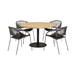 Decora Outdoor 4 Seater Dining Set - Black