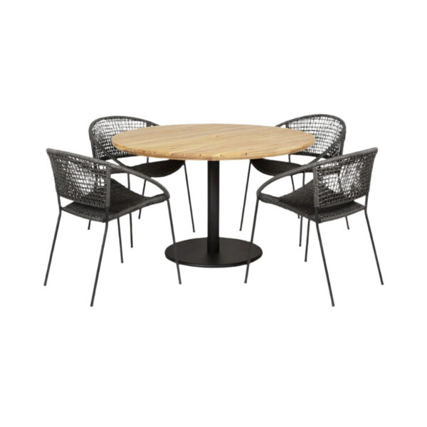 Decora Outdoor 4 Seater Dining Set - Black