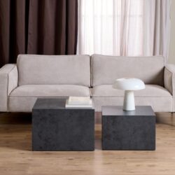 Delft Wooden Nesting Coffee Tables In Grey Black
