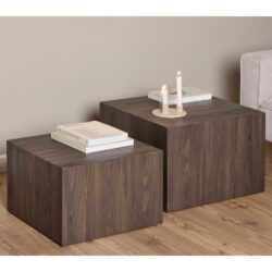 Delft Wooden Nesting Coffee Tables In Smoked Ash