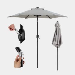 Grey 2m Steel Garden Parasol