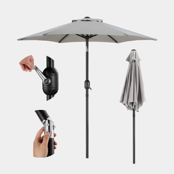Grey 2m Steel Garden Parasol