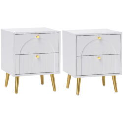 HOMCOM 2-Drawer Bedside Table Set of 2 - White