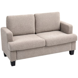 HOMCOM 2 Seater Sofa, 138 cm Loveseat Sofa with Removable Back Cushions, Chenille Fabric Small Couch Settee with S-springs for Living Room, Bedroom, Home Office, Light Brown