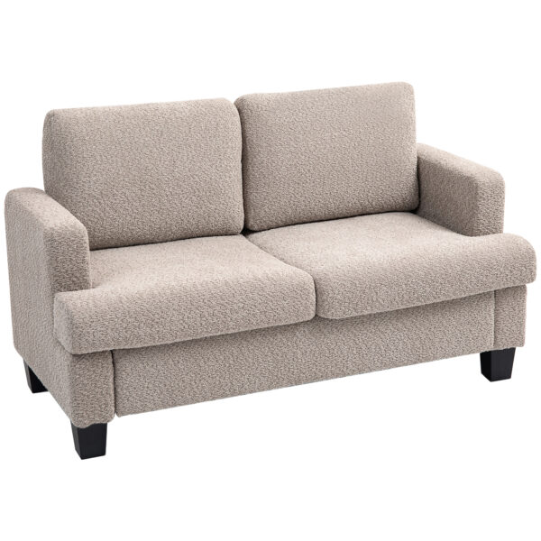 HOMCOM 2 Seater Sofa, 138 cm Loveseat Sofa with Removable Back Cushions, Chenille Fabric Small Couch Settee with S-springs for Living Room, Bedroom, Home Office, Light Brown