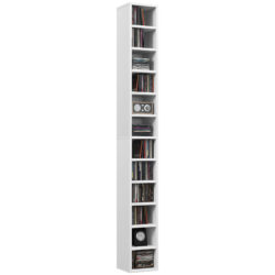 HOMCOM 204 CD Storage Unit, DVD Storage Tower with 12 Cubes, 175cm Tall Bookcase for Living Room, Home Office, Study Room, White Aosom UK