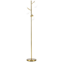 HOMCOM 3-Light Tree Floor Lamps for Living Room, Modern Standing Lamp for Bedroom w/ Globe Lampshade, Steel Base, Gold Tone Aosom UK