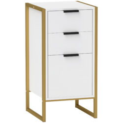 HOMCOM Bedroom Chest of Drawers, Industrial 3-Drawer Dresser, Storage Drawers Unit with Metal Frame for Living Room, White