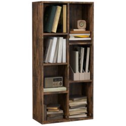 HOMCOM Bookcase Industrial Bookshelf Free Standing Display Cabinet Cube Storage Unit for Home Office Living Room Study Rustic Brown Aosom UK