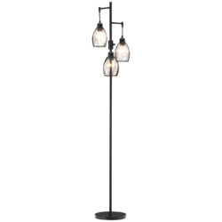 HOMCOM Industrial Floor Lights with Metal lampshades, 3-Light Floor Standing Lamp for Living Room, Bedroom, Dinging Room, Study, Black Aosom UK