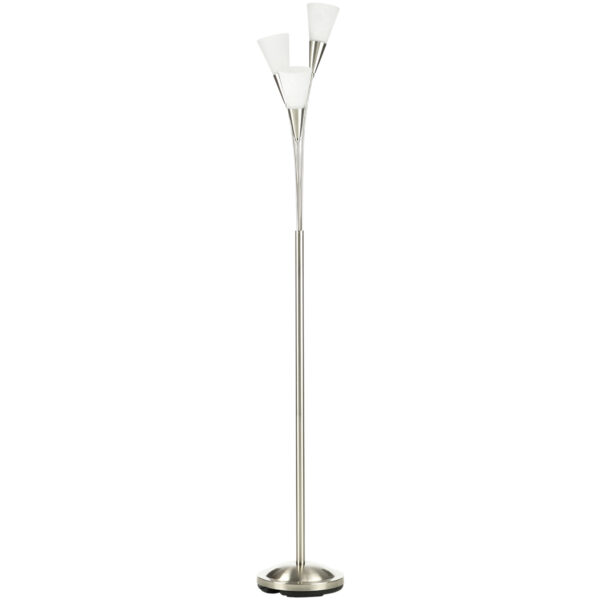 HOMCOM Modern Floor Lights with 3-Light Upright Design, Foot Switch, Steel Frame, Floor Standing Lamp for Living Room & Bedroom, Silver Aosom UK