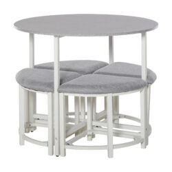 HOMCOM Modern Round Dining Table Set with 4 Upholstered Stools for Dining Room, Kitchen, Dinette Aosom UK