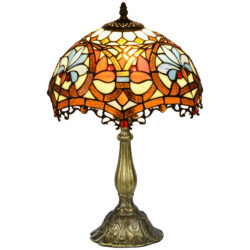 HOMCOM Stained Glass Bedroom Table Lamp, Handcrafted Artisan Collectible, Bedside Light, Multi-Coloured, Zinc Alloy Aosom UK